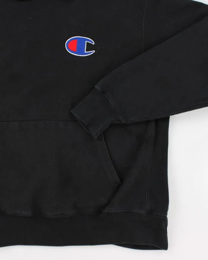 00s Champion Black Reverse Weave Hoodie - XL