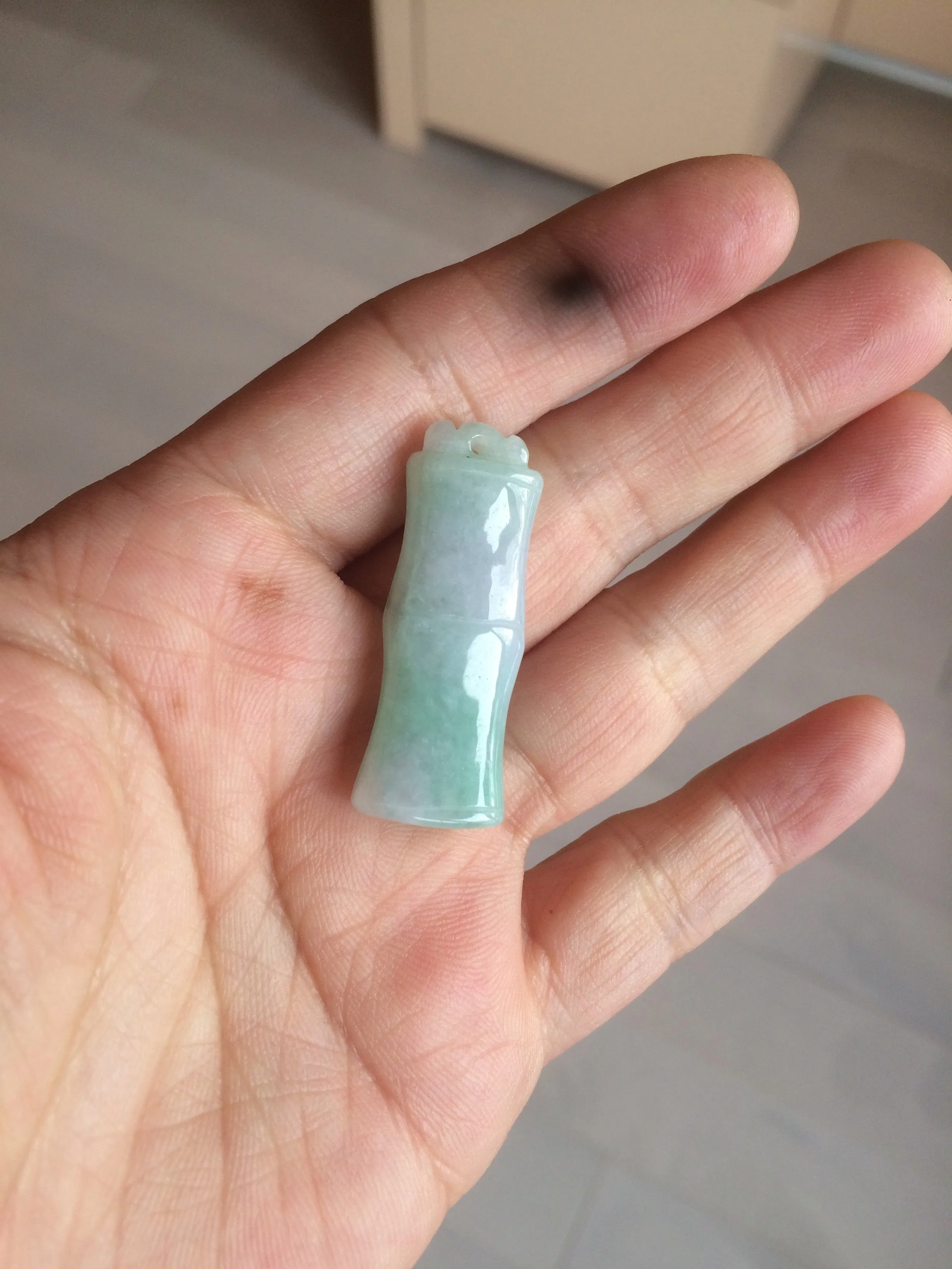 100% Natural type A green/white/purple Jadeite Jade bamboo pendant group AC81