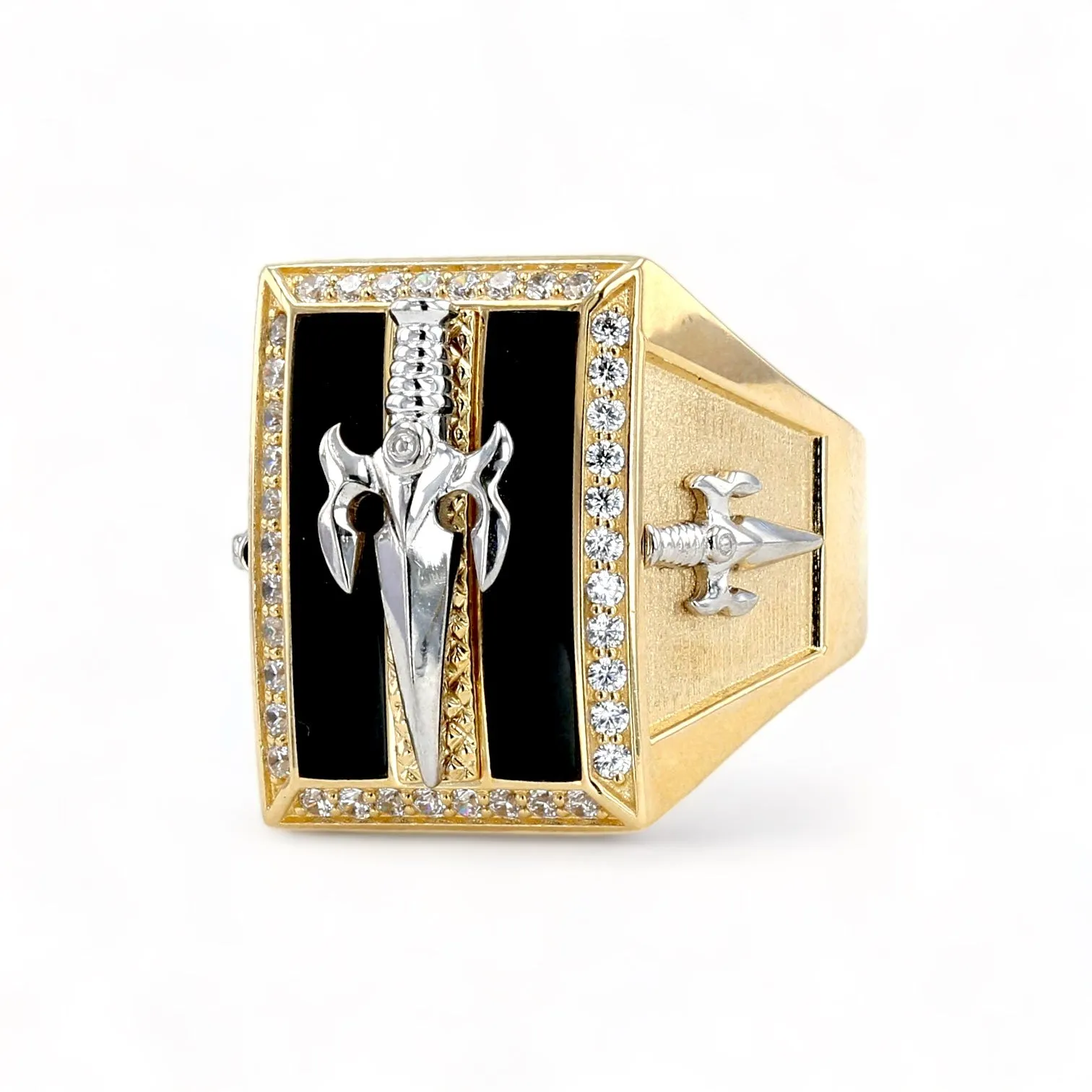 10K yellow gold Sword enamel ring-48000