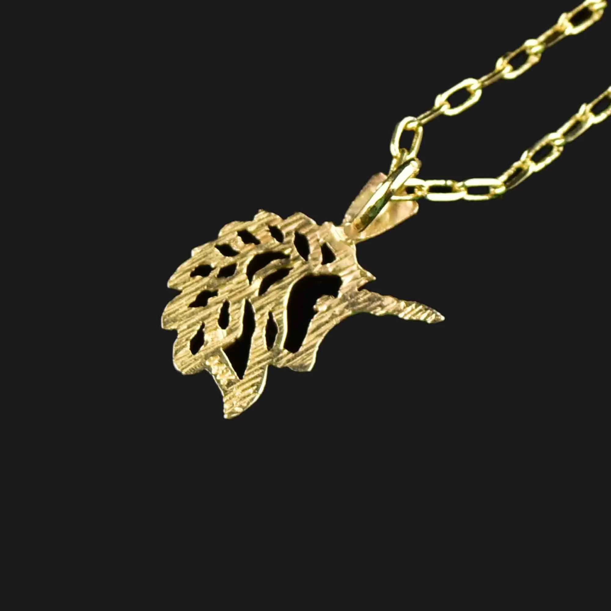 14K Etched Gold Unicorn Charm Pendant Necklace