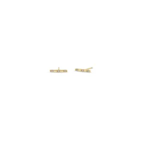 14k Spread Out Pavé Diamond Bar Studs