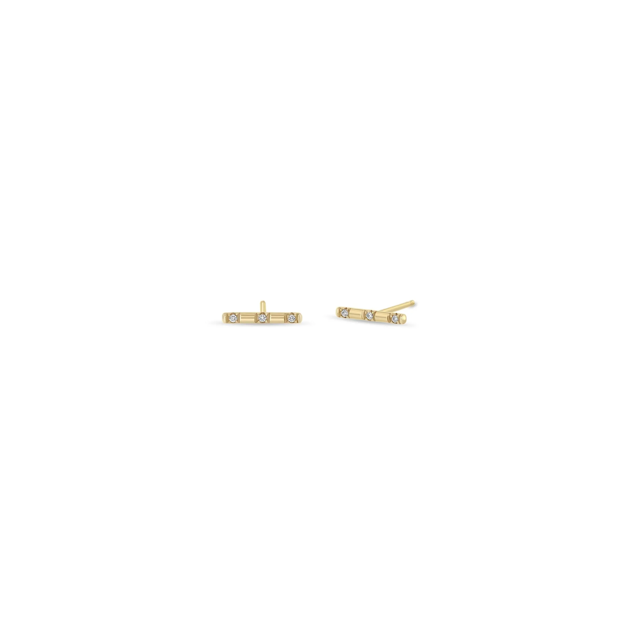 14k Spread Out Pavé Diamond Bar Studs