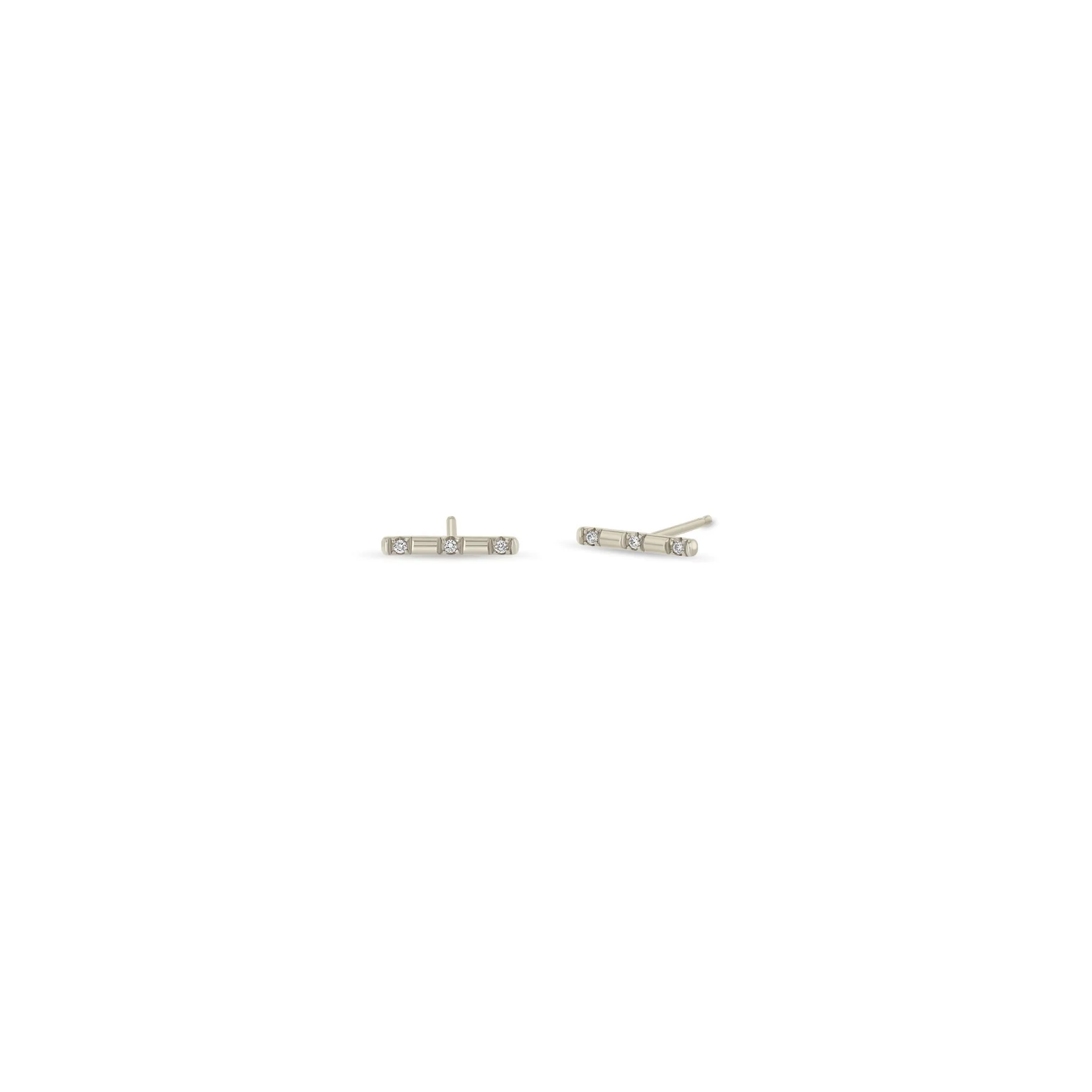 14k Spread Out Pavé Diamond Bar Studs