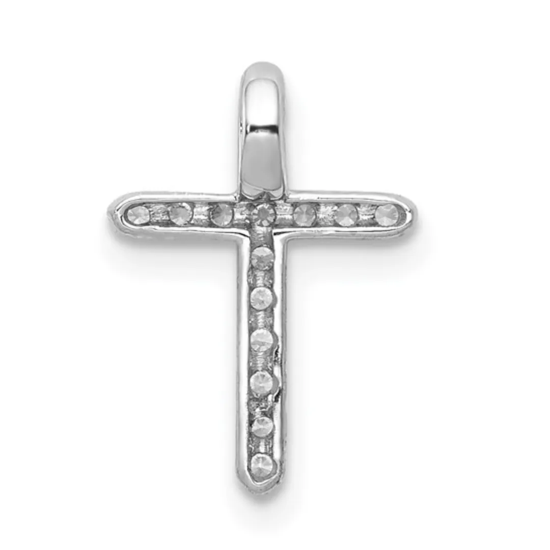 14K White Gold Lab Diamond Cross Pendant