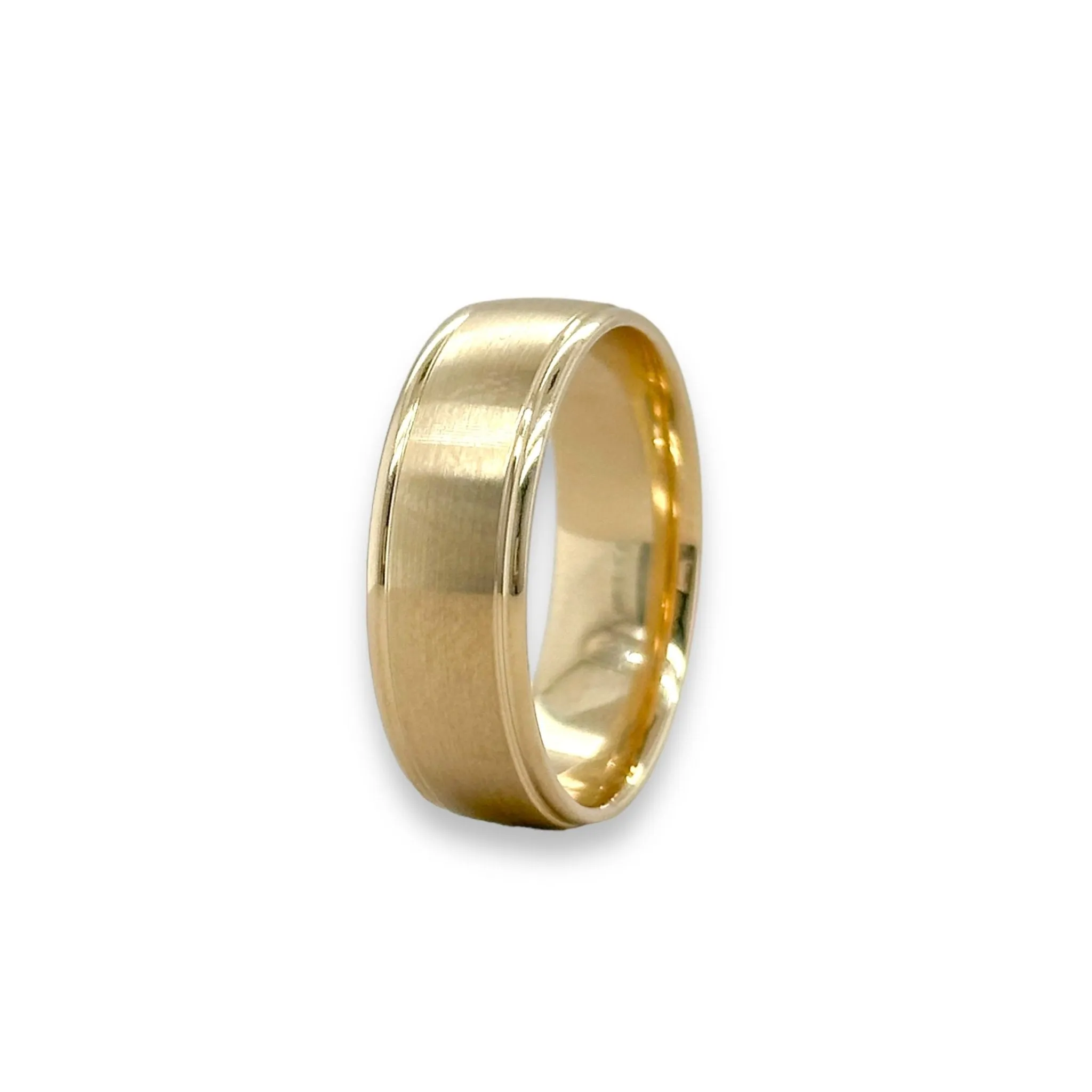 14K Y Gold Brushed Finish Polished Edges Wedding Band