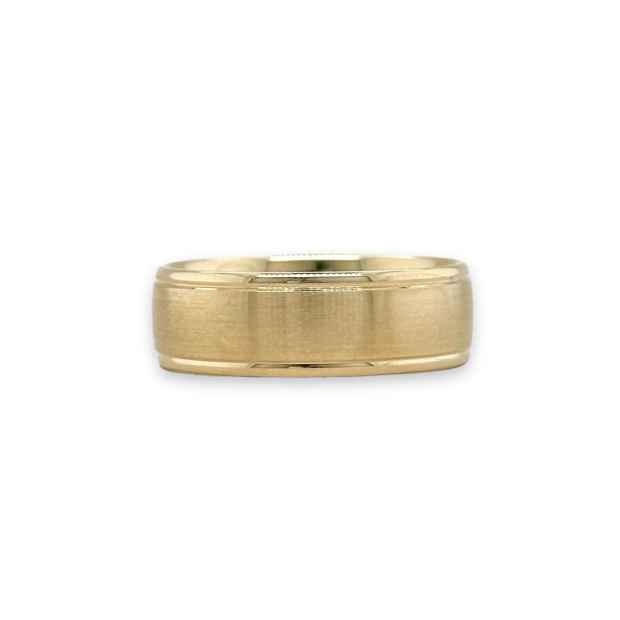 14K Y Gold Brushed Finish Polished Edges Wedding Band