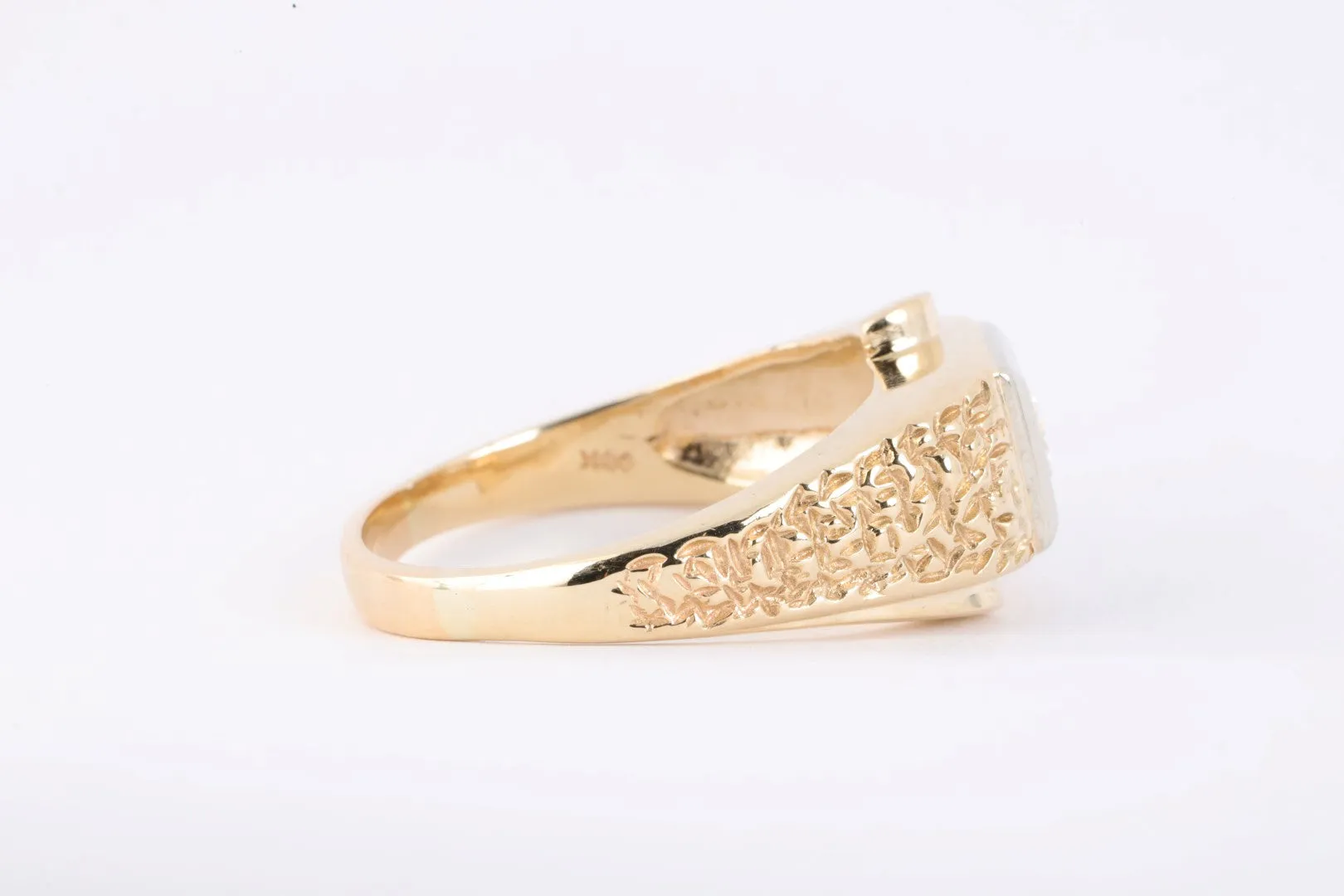 14k Yellow Gold 0.36tcw Diamond Textured Ring Size 15 (13.69g.)