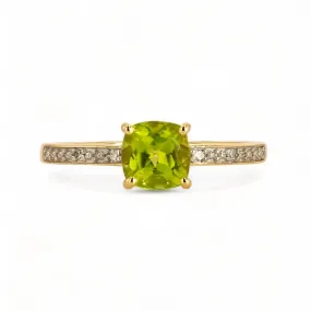 14K Yellow gold kiwi period diamonds solitary ring-31958