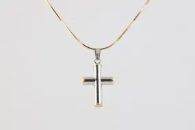 20'' 18k & 950 Platinum Snake Chain Cross Pendant Necklace (6.41g.)