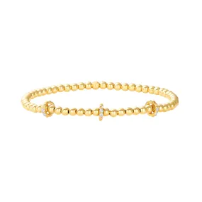 3mm Signature Bracelet with 14k Pyramid Diamond Rondelles