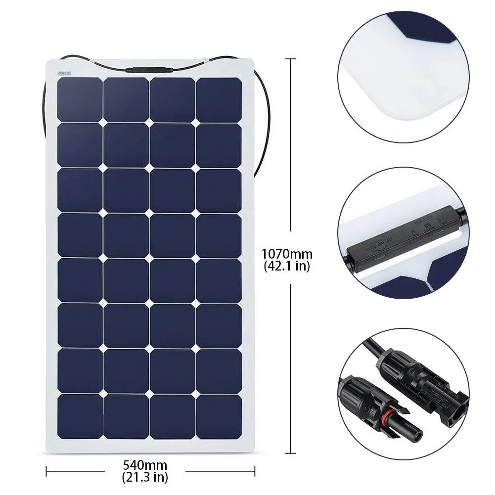 ACOPOWER 110W 12V Flexible Solar Panel Kit W/ 20A PWM Charge Controller