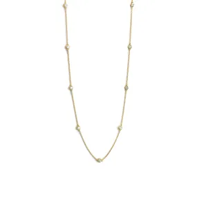 AFJ Diamond Collection - Station Necklace with 9 Diamonds, 18 Length, 14k Yellow Gold