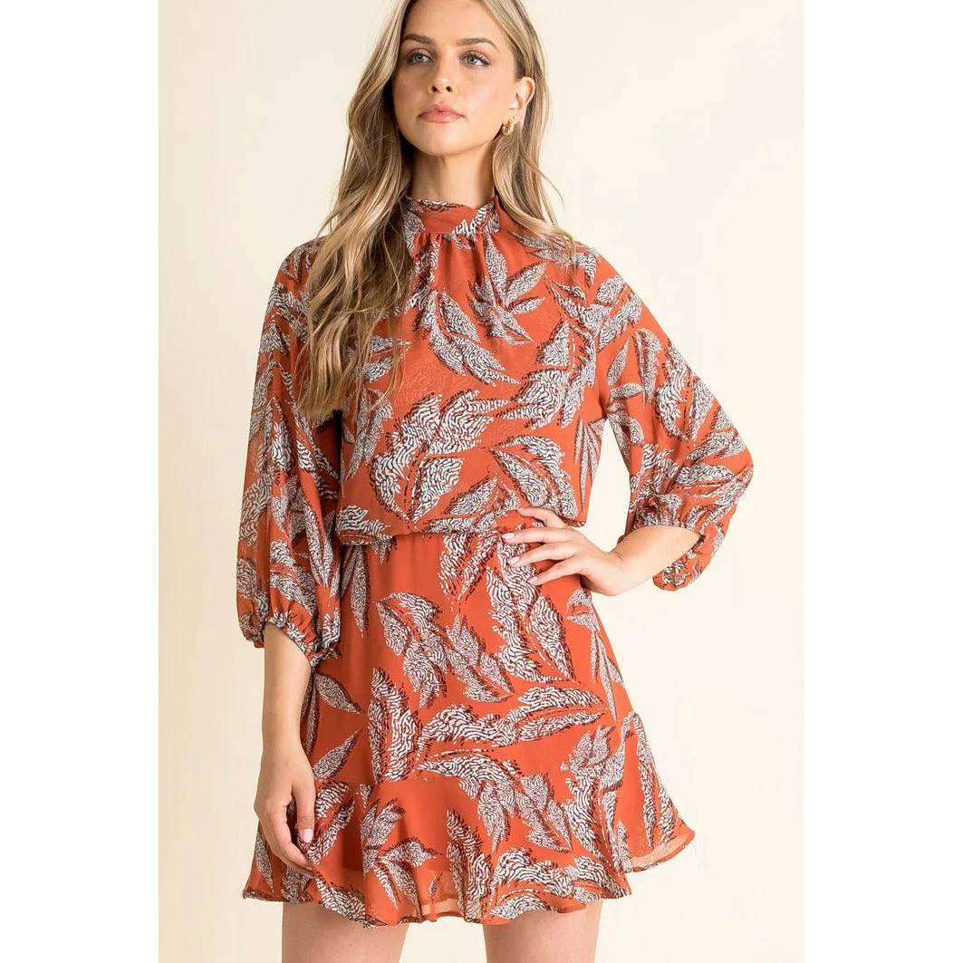 Agnes Geo Print THML Copper Dress-SALE