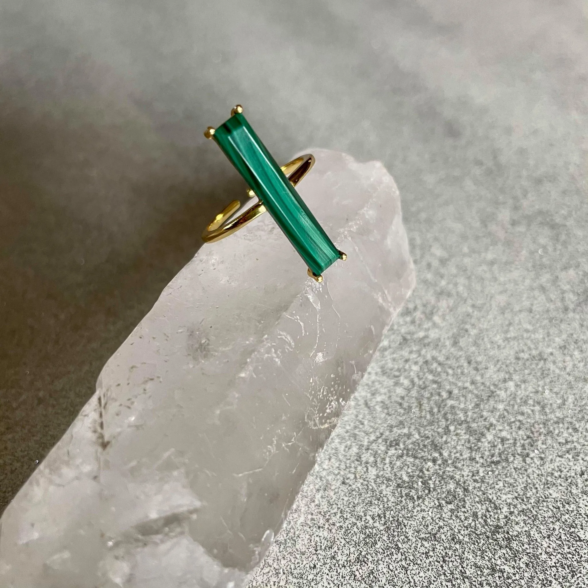 Amoli Malachite Bar Ring