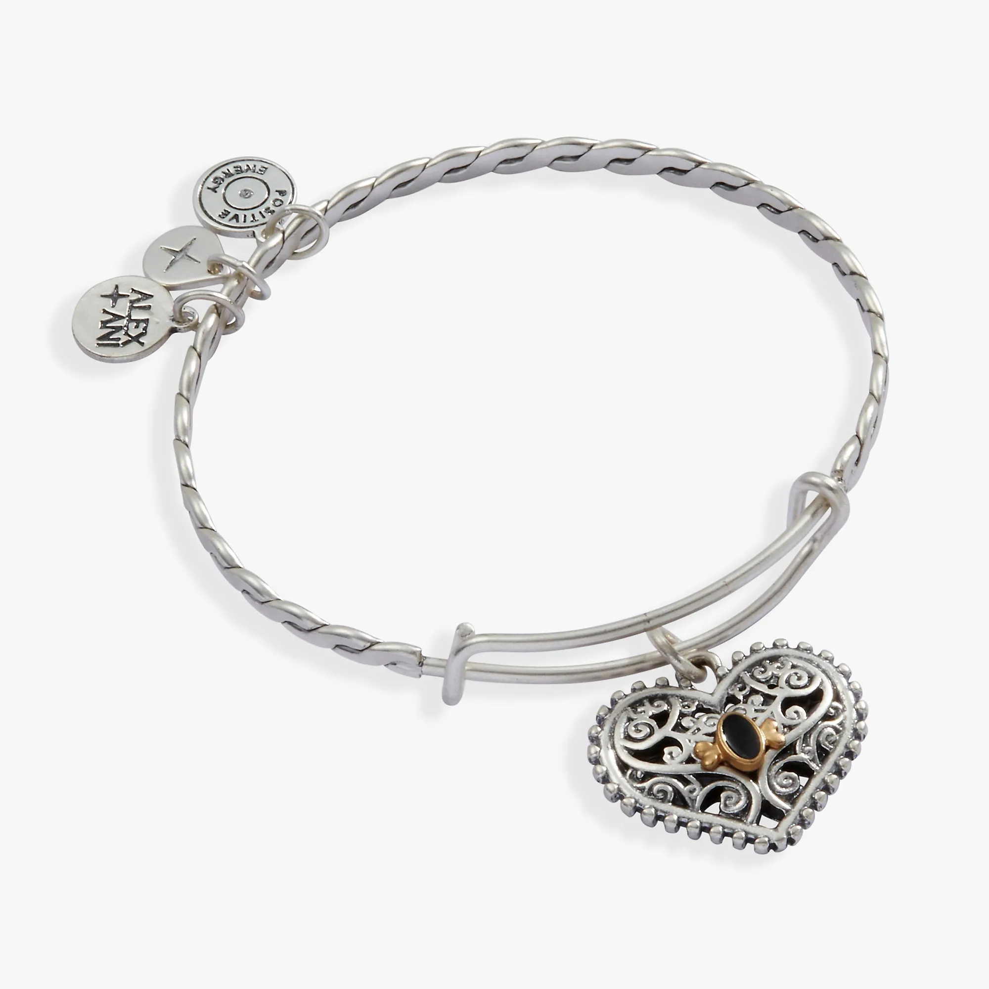 Antique Heart Charm Bangle