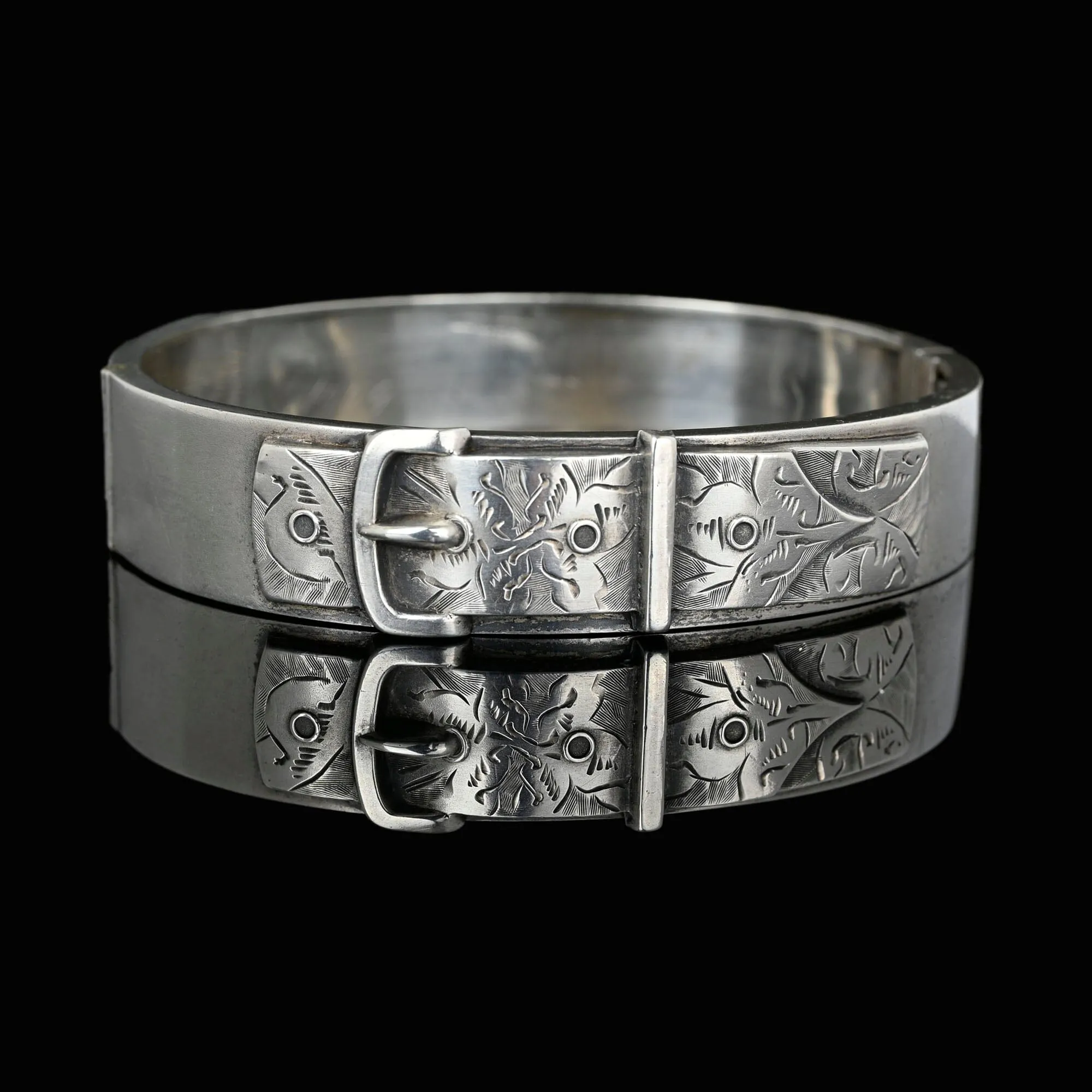 Antique Victorian Silver Buckle Bangle Bracelet