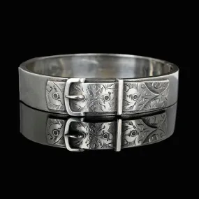 Antique Victorian Silver Buckle Bangle Bracelet