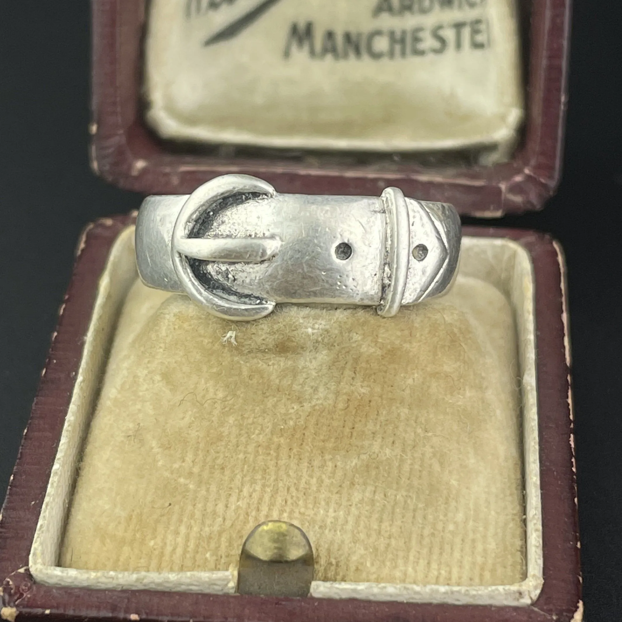 Antique Victorian Silver Buckle Wedding Band Ring