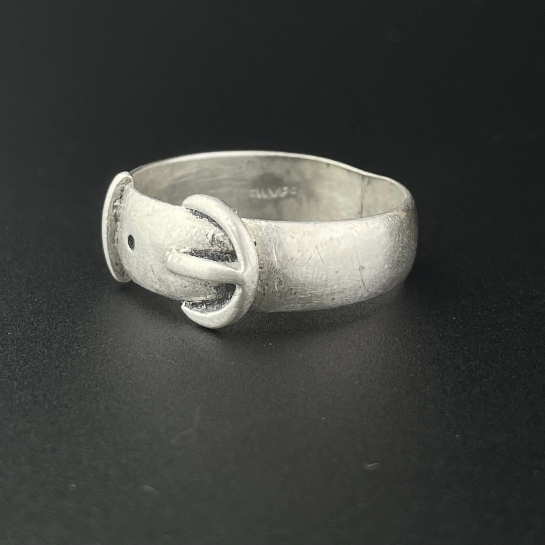 Antique Victorian Silver Buckle Wedding Band Ring