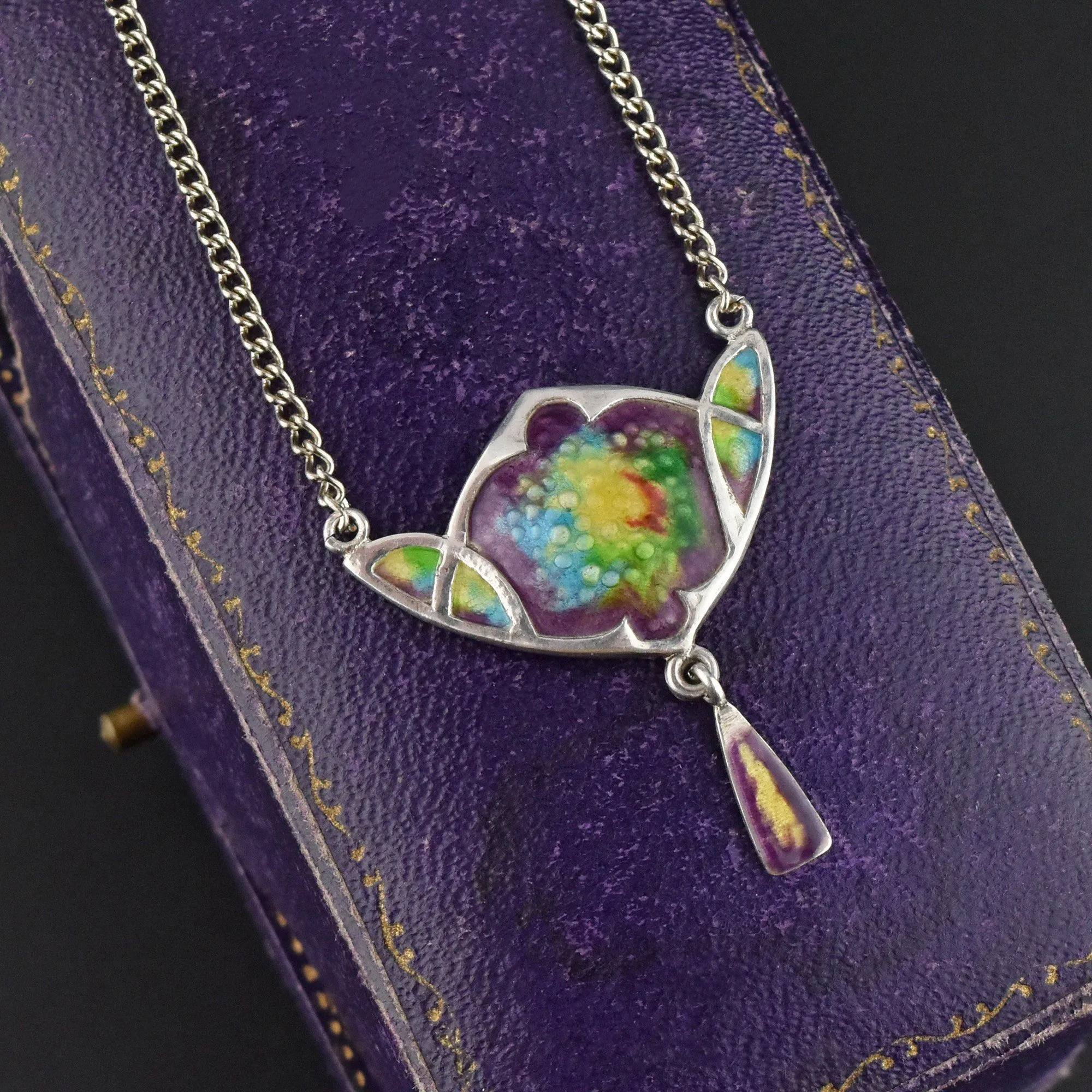 Art Nouveau Charles Horner Style Enamel Necklace