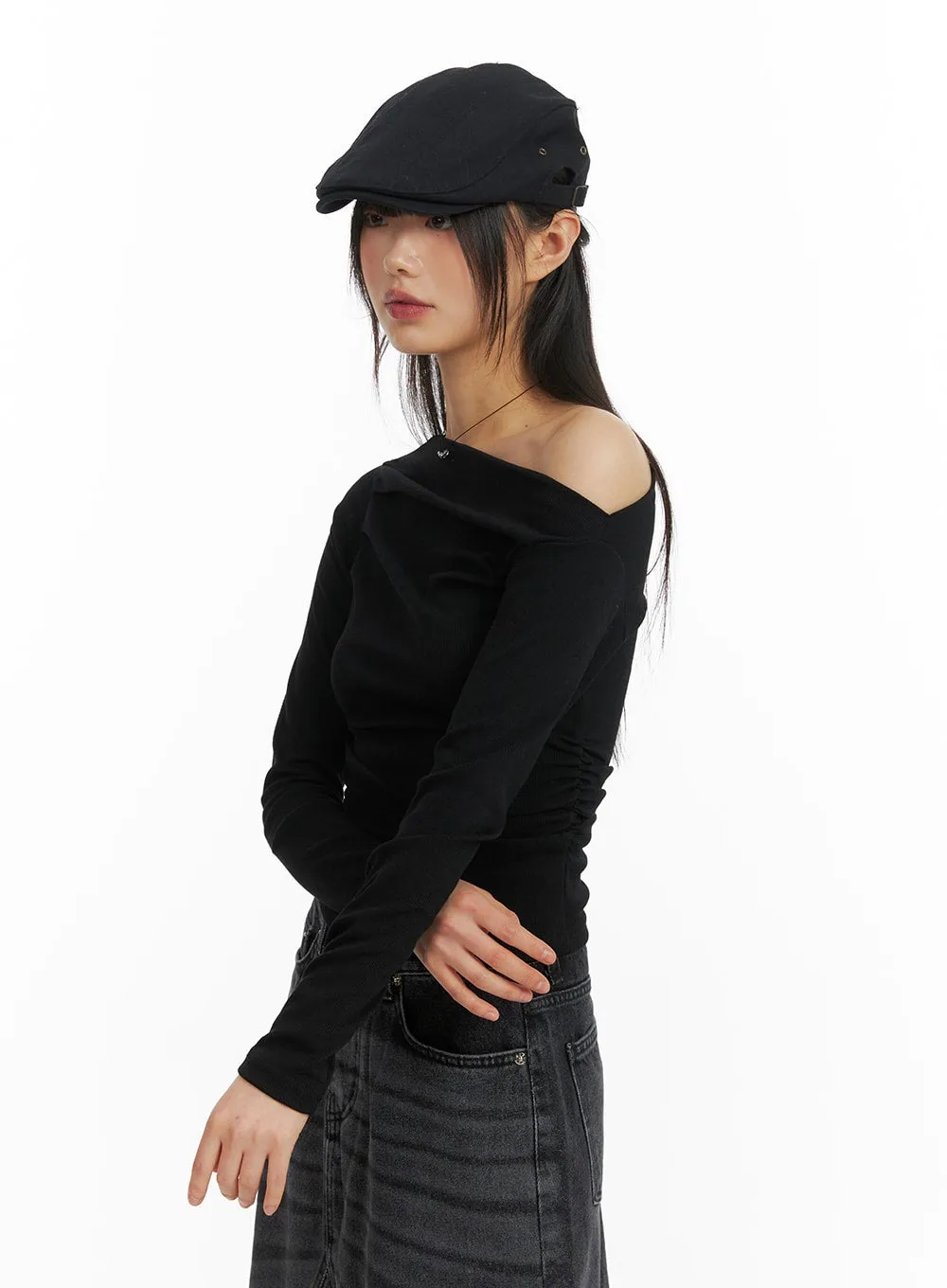 Asymmetrical Ruched Top CM413