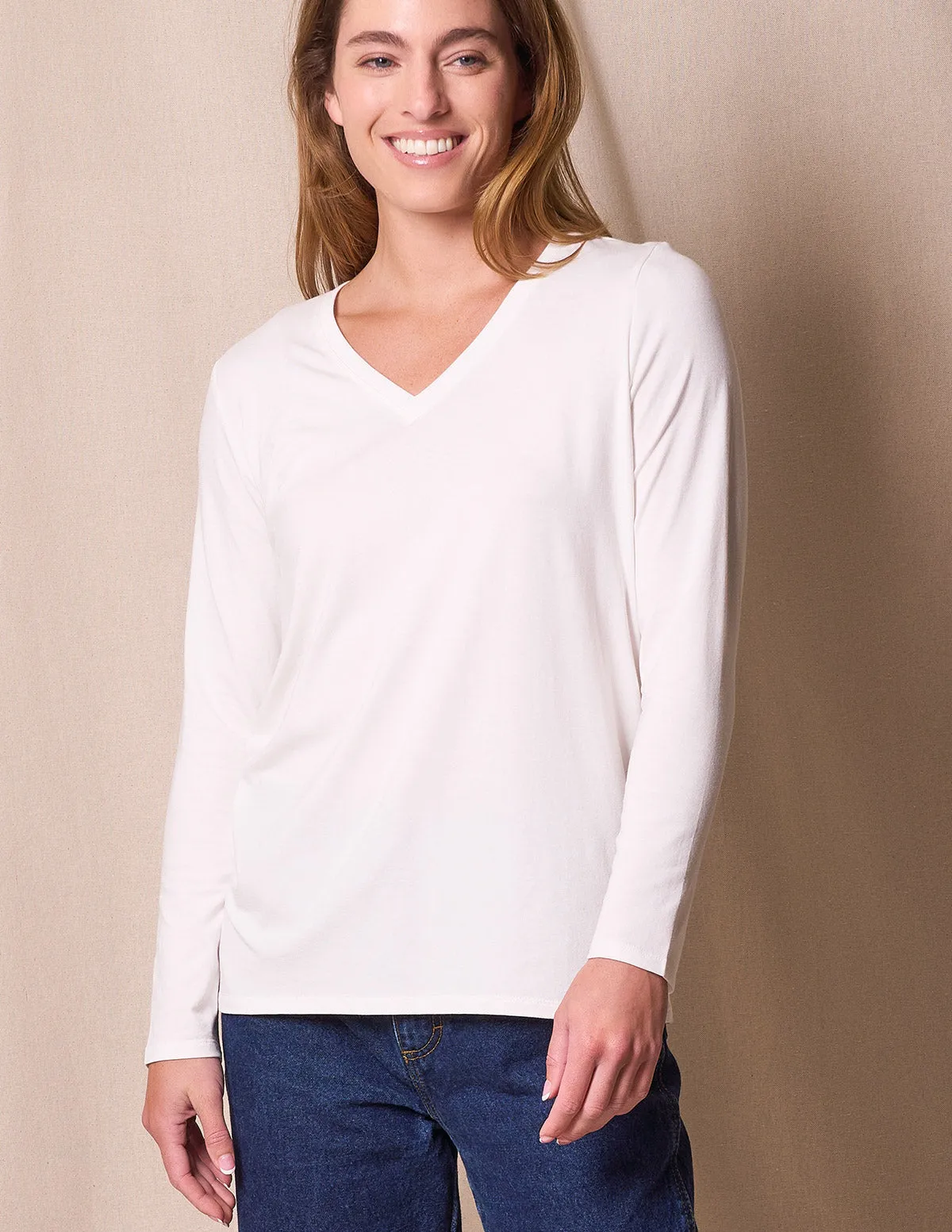 Bamboo / Organic Cotton Long Sleeve V-Neck Tee