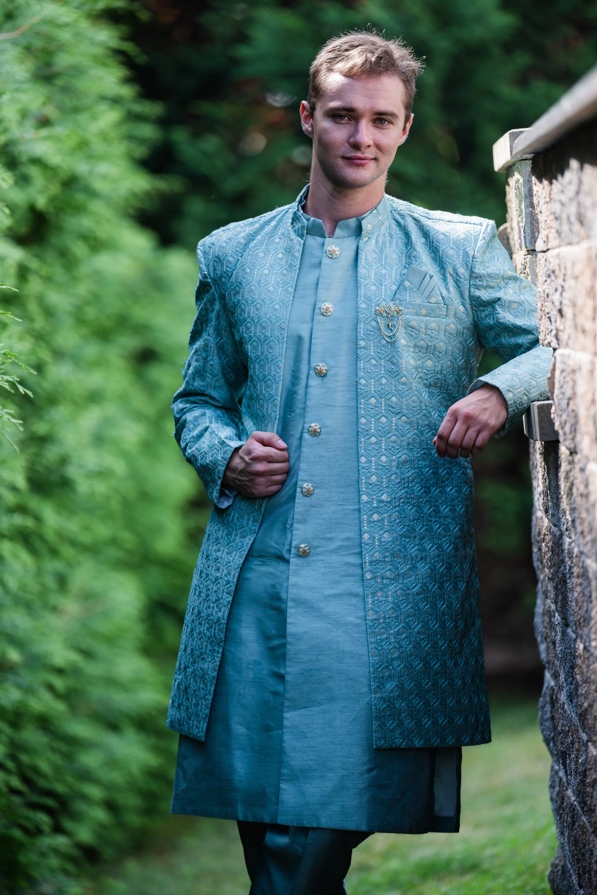 Beautiful Seagreen  Plain  Kurta set - Rent