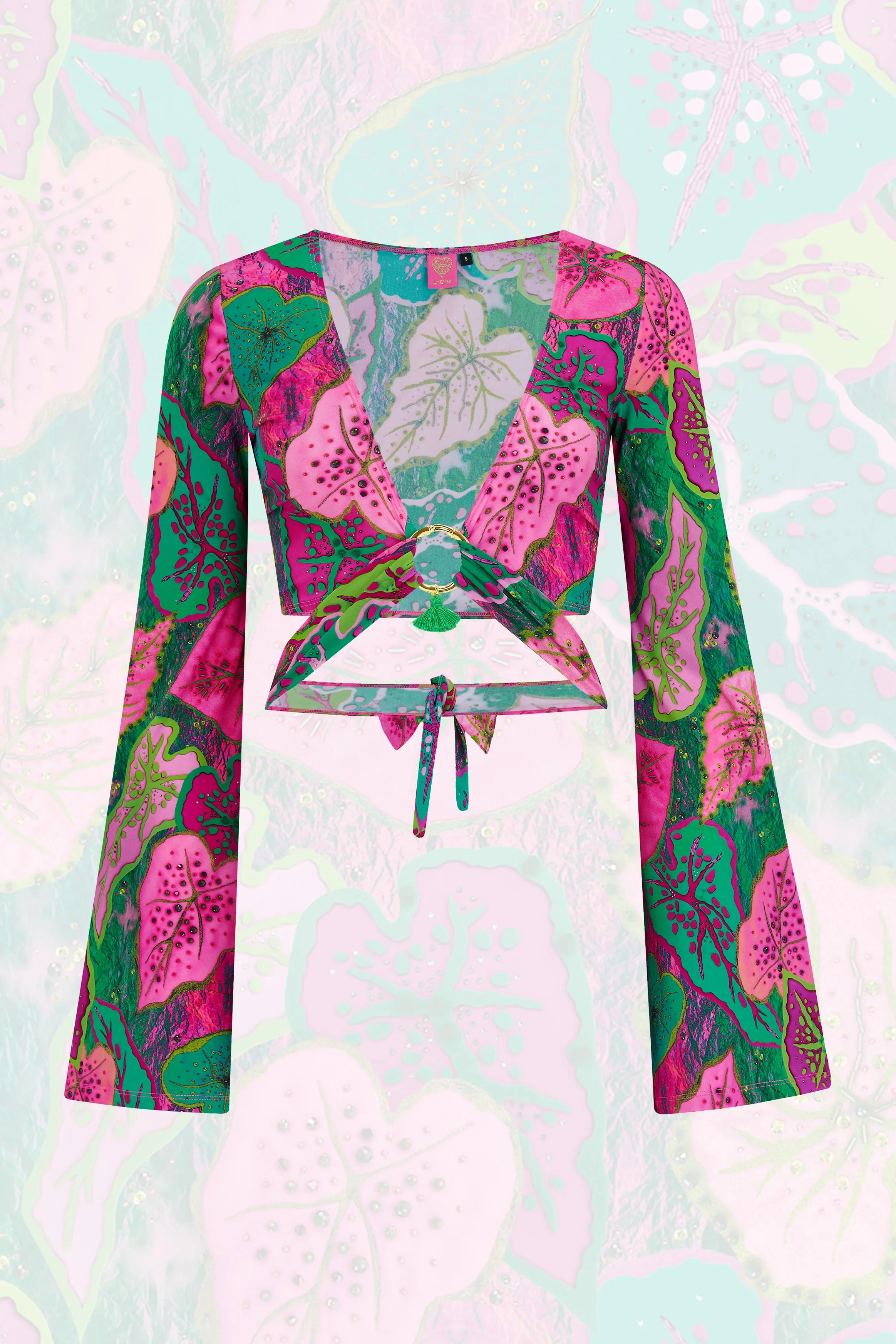 Bell Sleeve Multi Tie Top in Cala Elysium