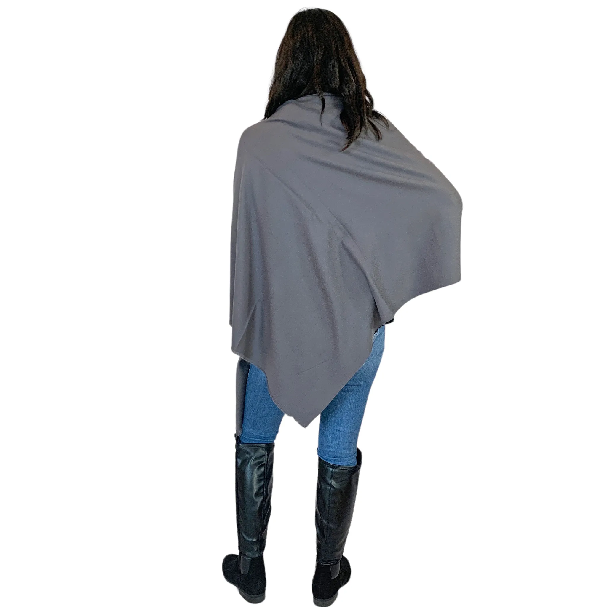 Blue Pacific Cashmere and Silk Poncho in Slate Gray