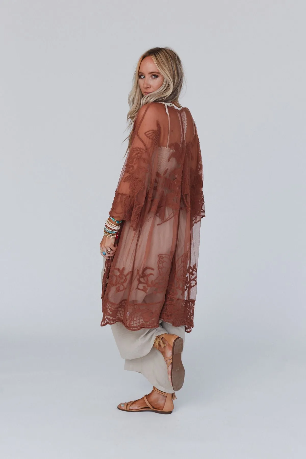 Butterfly Beach Kimono - Brown