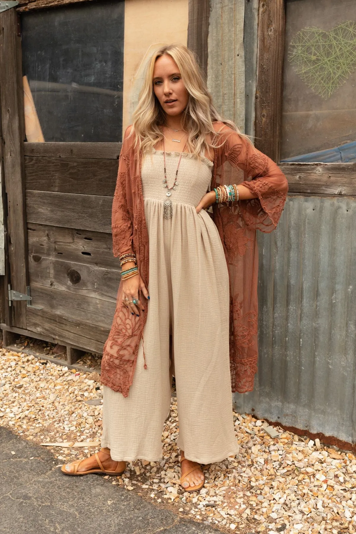 Butterfly Beach Kimono - Brown