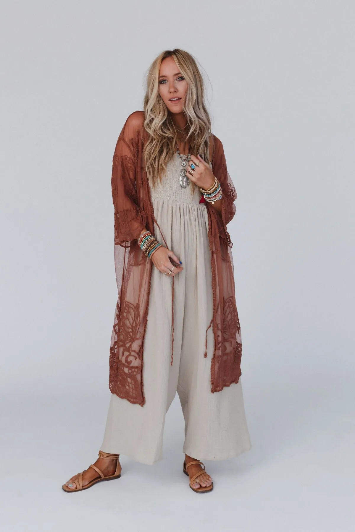 Butterfly Beach Kimono - Brown