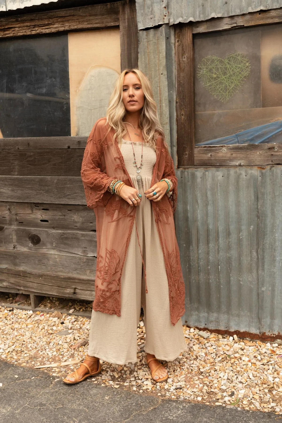 Butterfly Beach Kimono - Brown