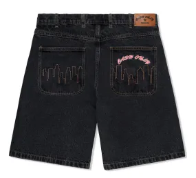 Cash Only Logo Denim Jorts / Washed Black