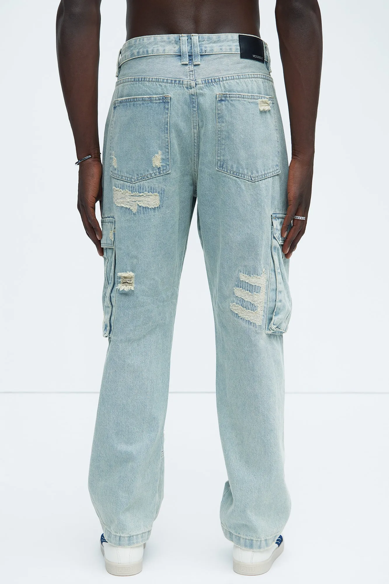 Catch You Slipping Cargo Straight Jeans - Light Wash