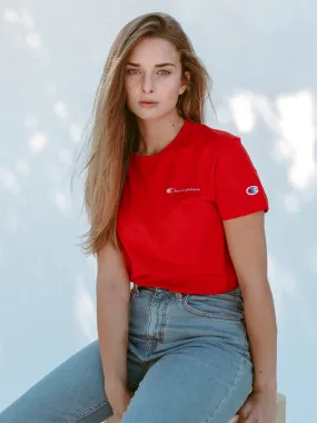 CHAMPION BOYFRIEND SHORT SLEEVE LEFT CHEST EMBROIDERED TEE  - CLEARANCE