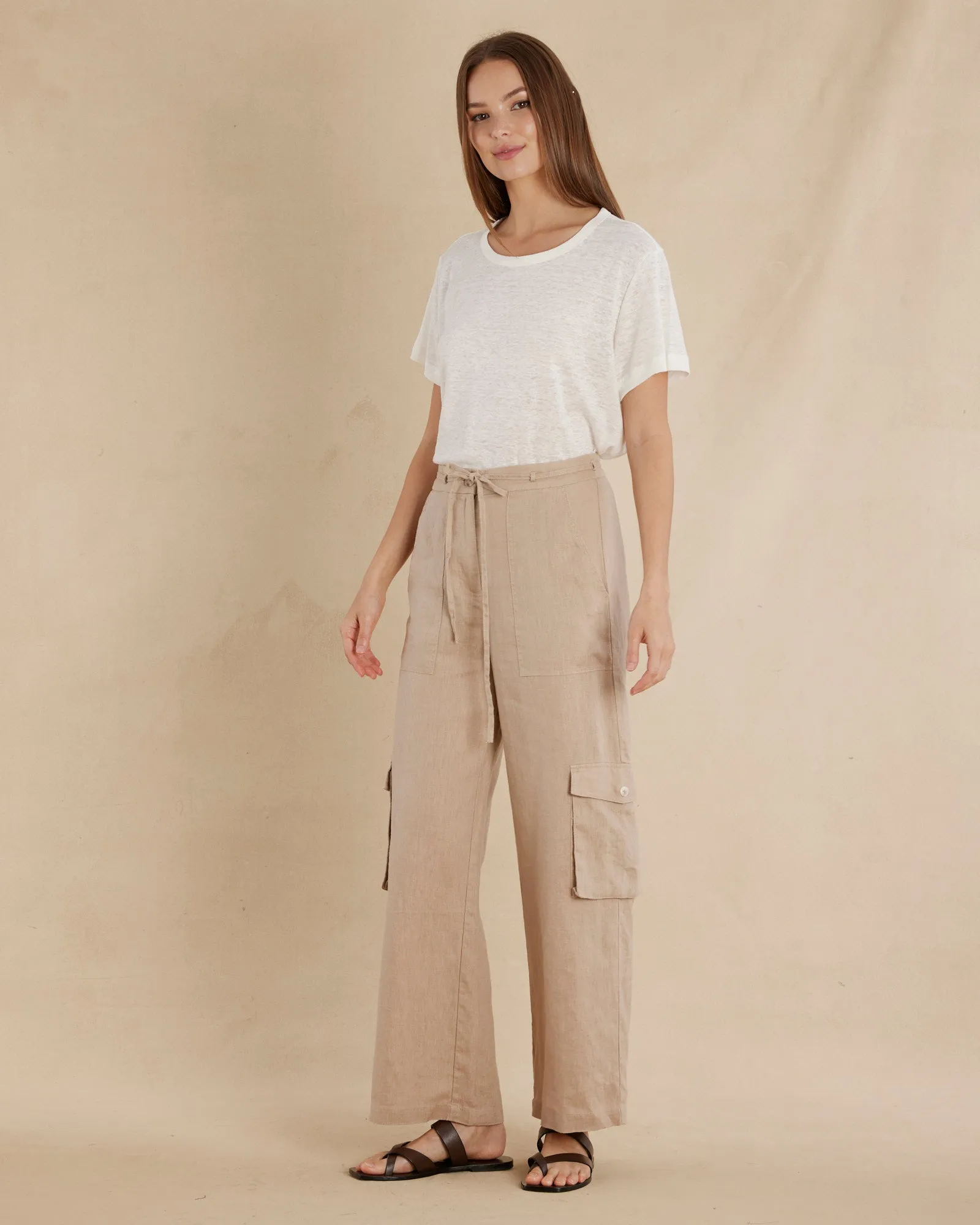 Ciel Linen Cargo Pant - Sand