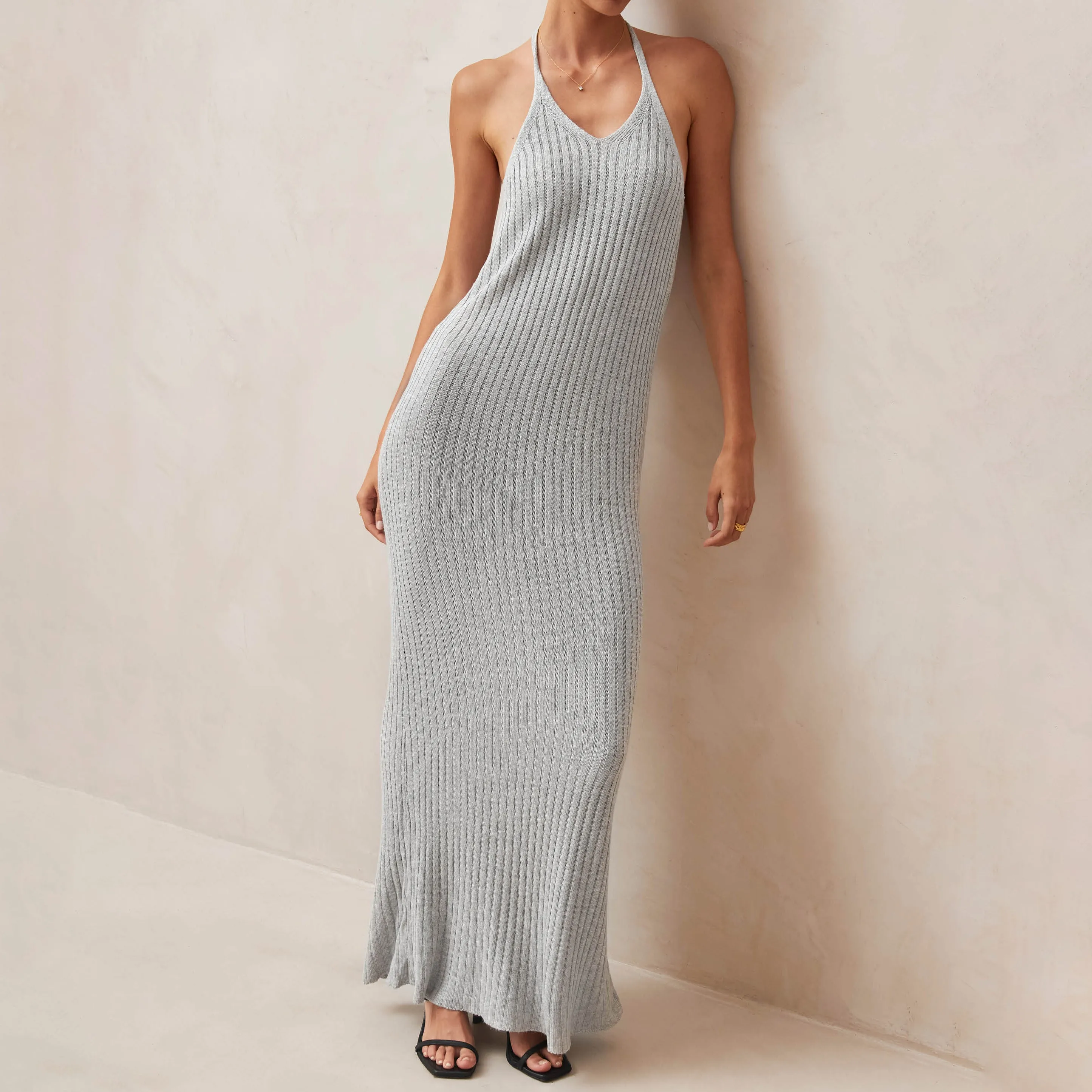 Cindy Grey Tricot Maxi Dress