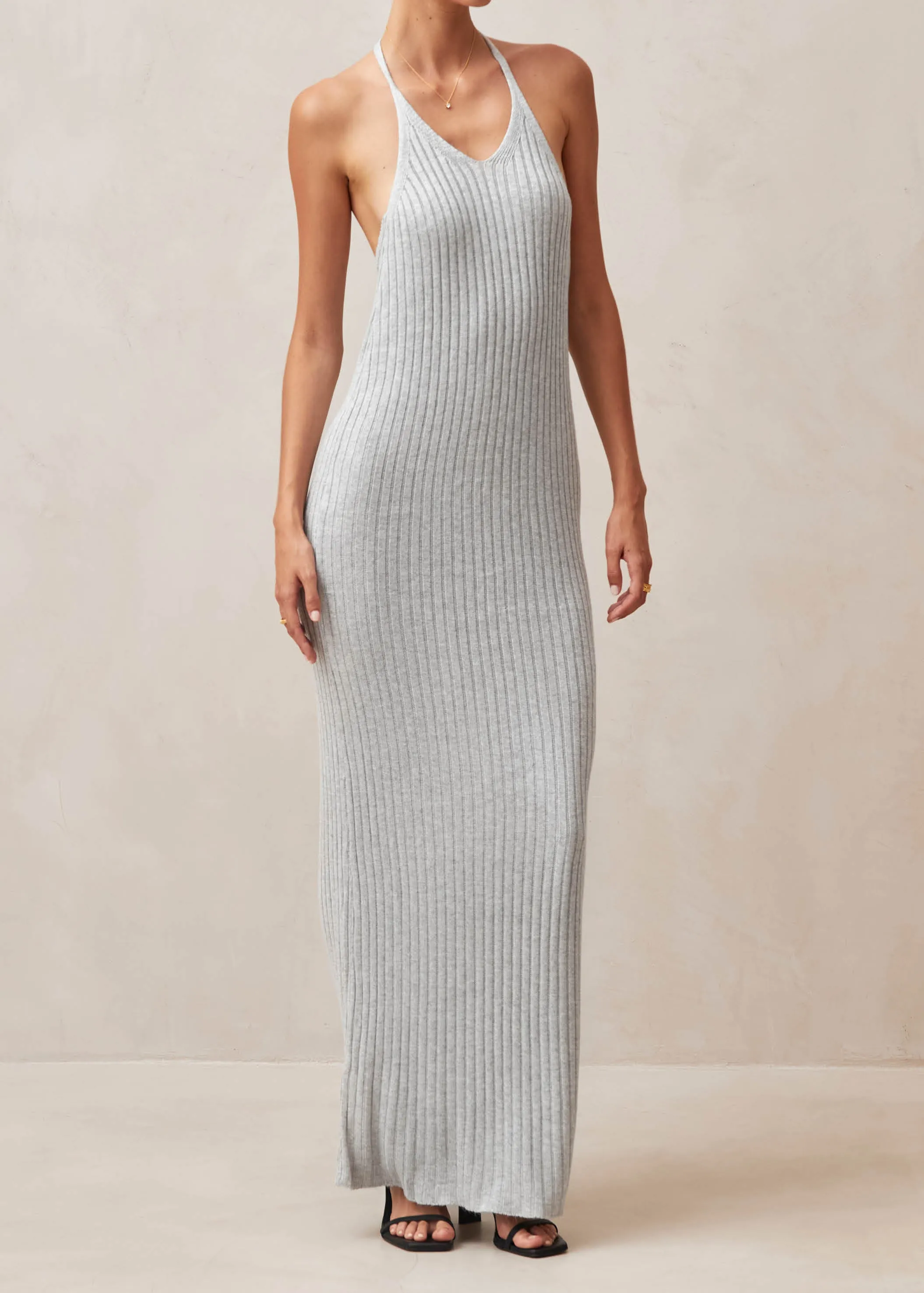 Cindy Grey Tricot Maxi Dress