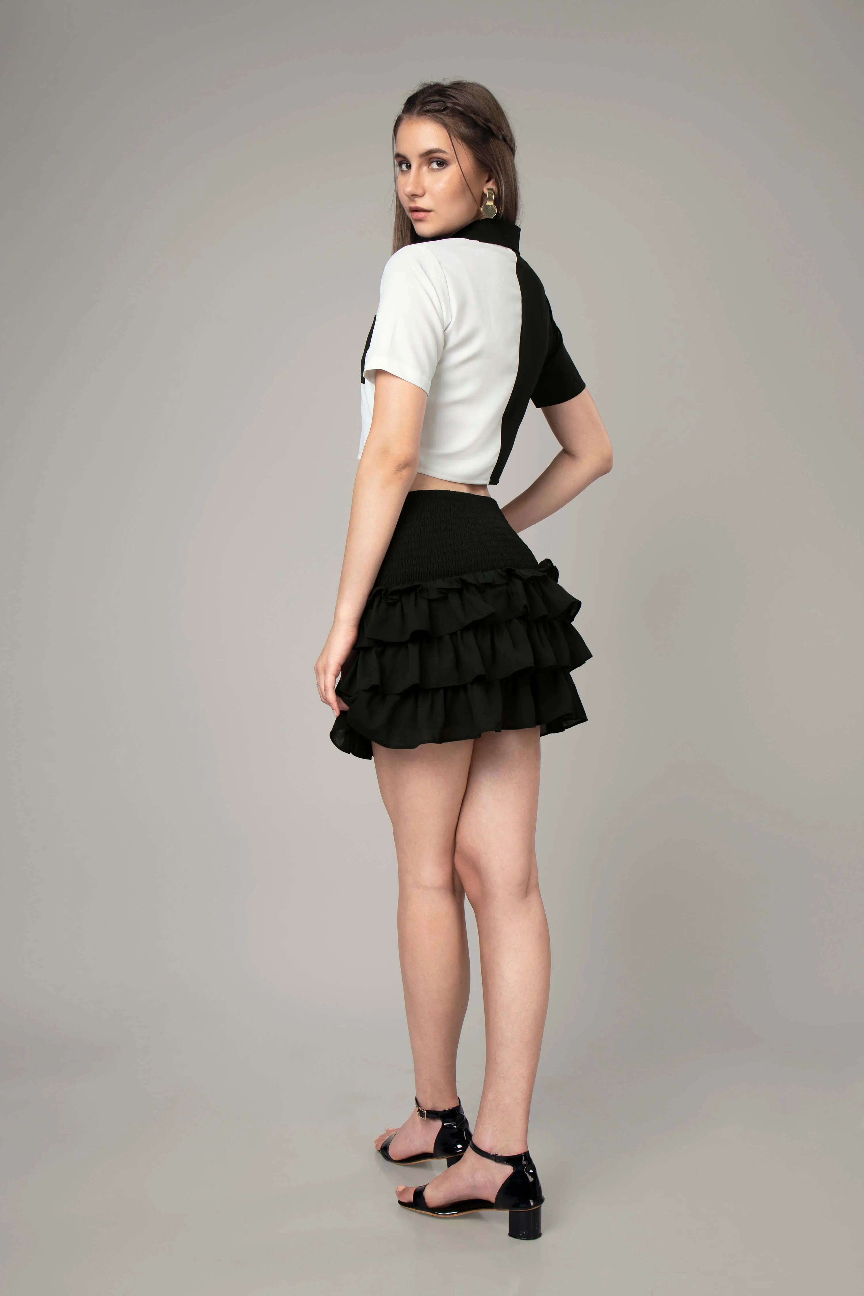 Colorblock Skirt Co-Ord Set For Women