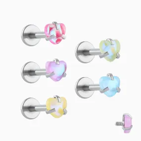 Colorful Gem Heart Stud