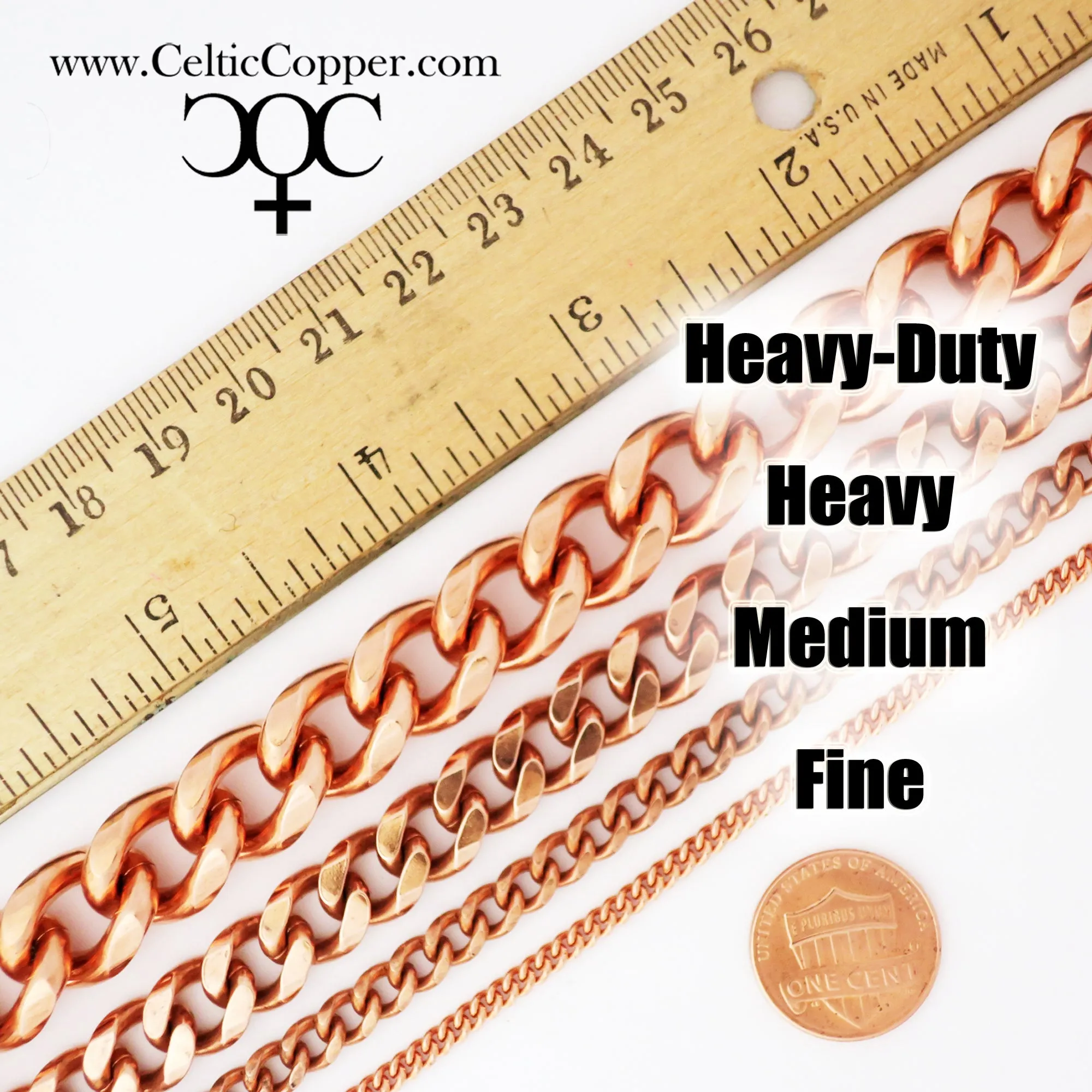 Copper Necklace Chain Set For Men Heavy Duty 20 Curb Chain Necklace And Matching Bracelet SET7920