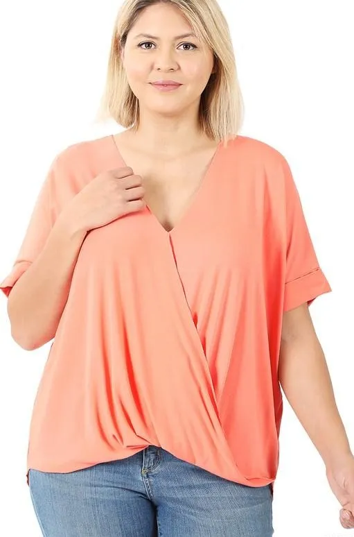 Coral Crepe Top