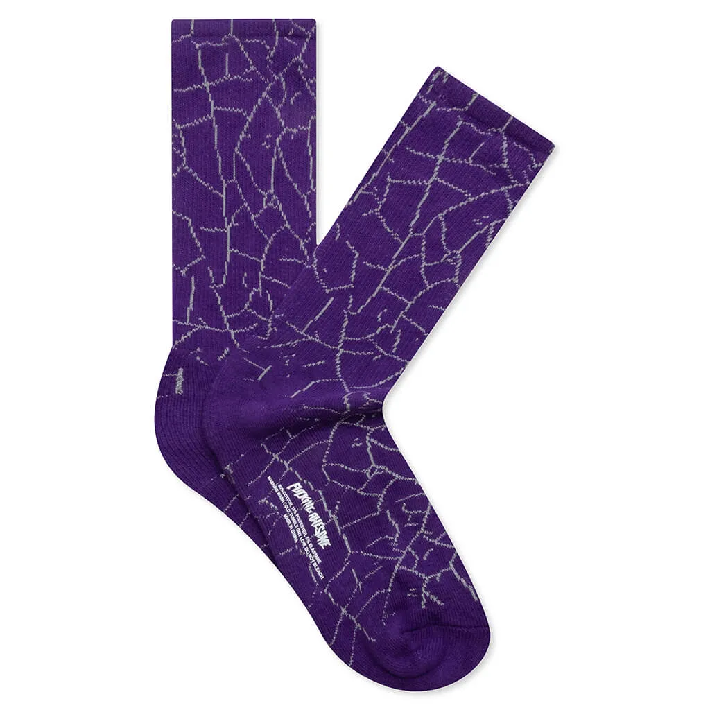 Crackle Sock - Purple/Reflective