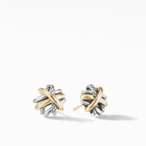 Crossover Stud Earrings with 18K Yellow Gold