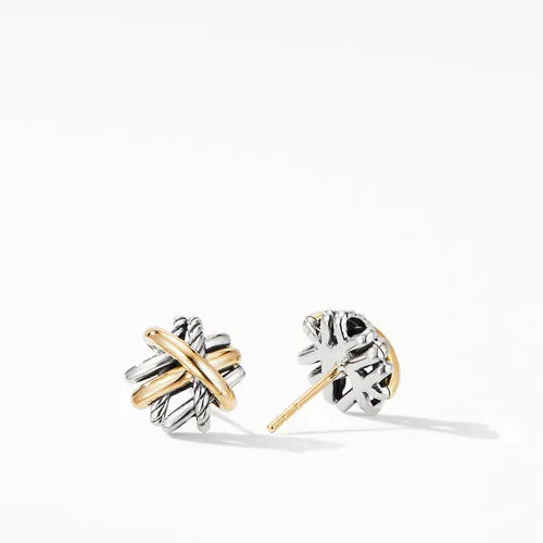 Crossover Stud Earrings with 18K Yellow Gold