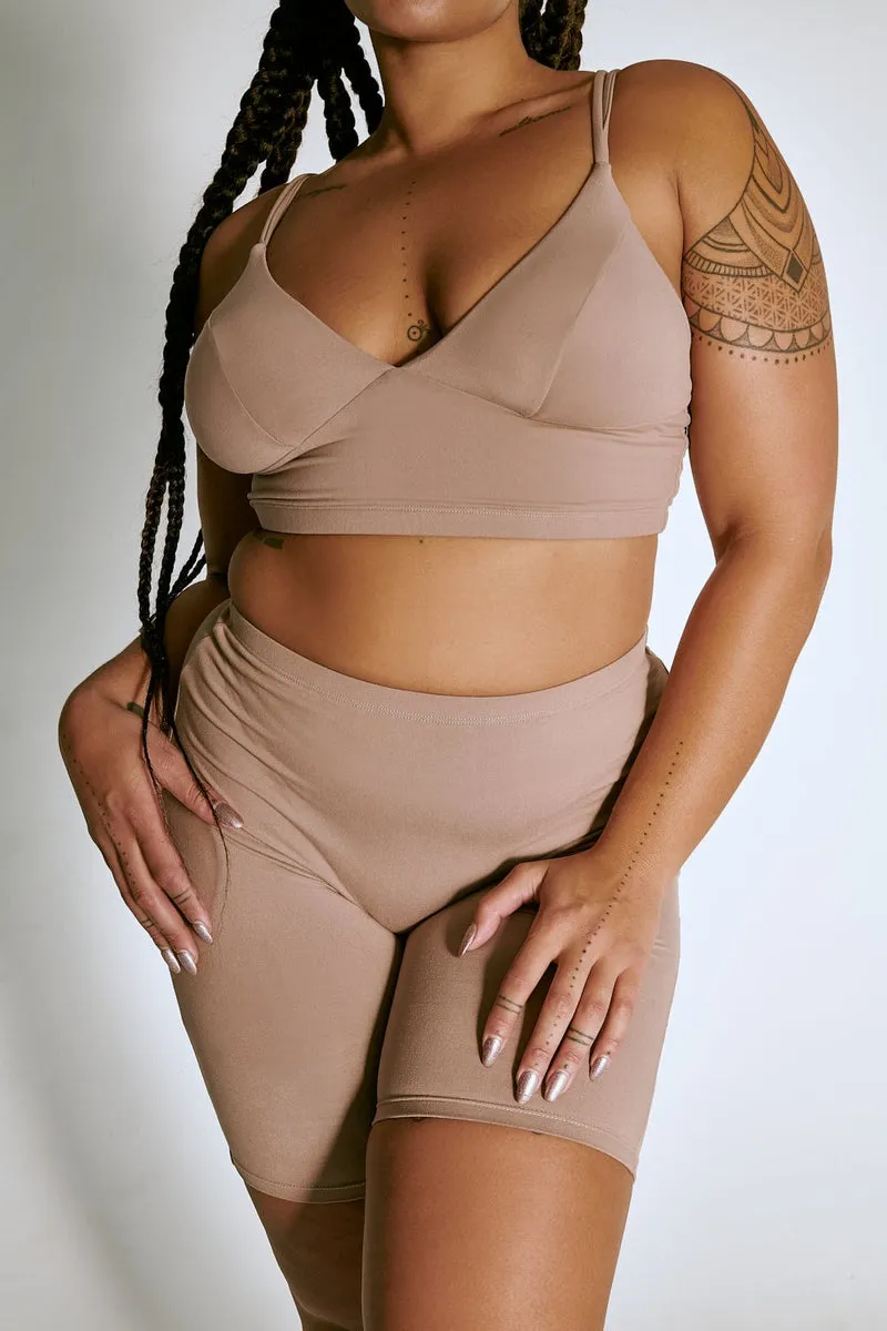 CXIX LuxLounge Biker Shorts - Taupe