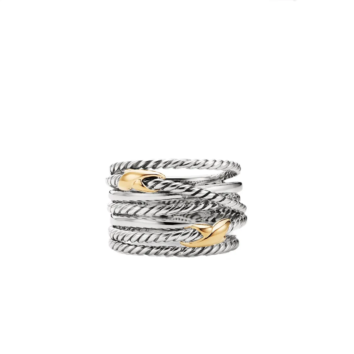 David Yurman Crossover Double X Sterling Silver & 18K Gold Ring