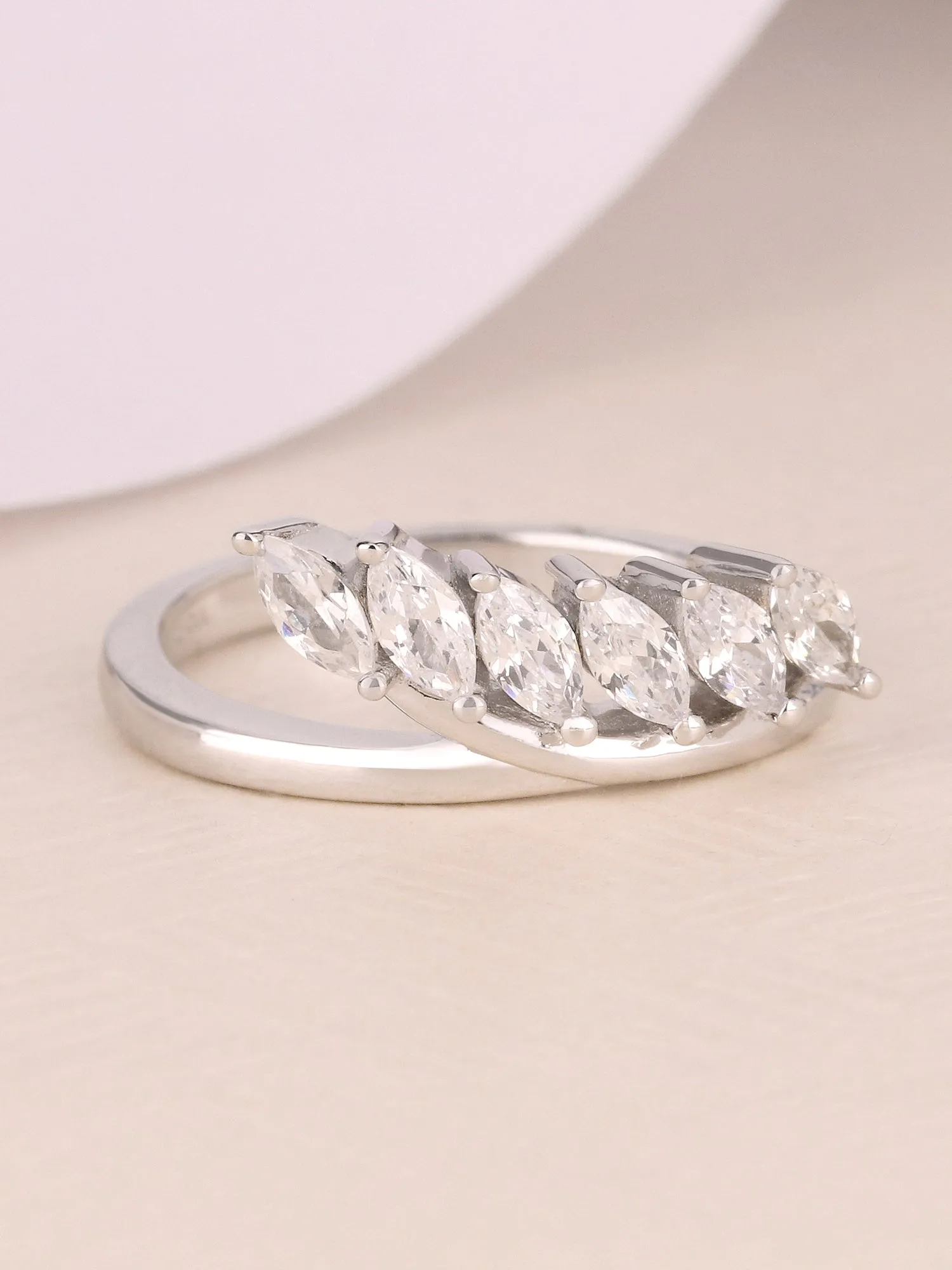 Deal Of The Month - 1 Carat Marquise Six Stone Silver Ring