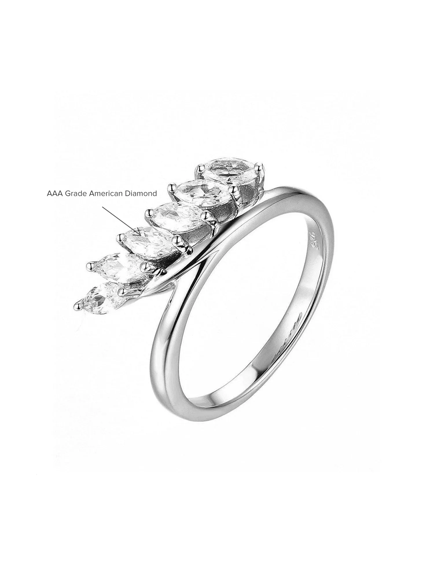 Deal Of The Month - 1 Carat Marquise Six Stone Silver Ring